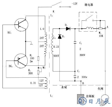 場效應管捕魚機電路圖