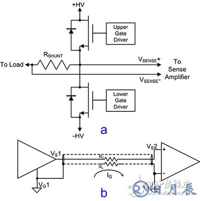 測量推挽式 FET 功率驅動器中的小電壓降的原理圖