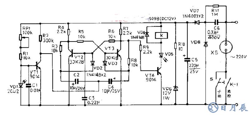 一文解析三極管組成的光控開關電路原理圖