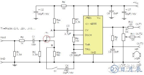 基于555定時器和D類放大器的耳機音頻線路驅動器設計