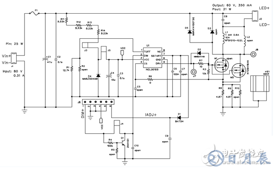 On Semi公司推出了LED驅動器評估板NCL30051電路解決方案